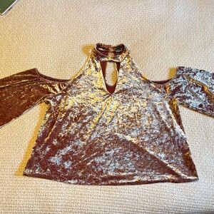 American Eagle Crushed Velvet Cold Shoulder Top